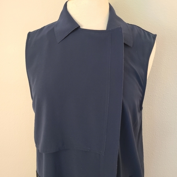 Vince Blue Laser Cut Trench Vest Dress - Picture 7 of 13